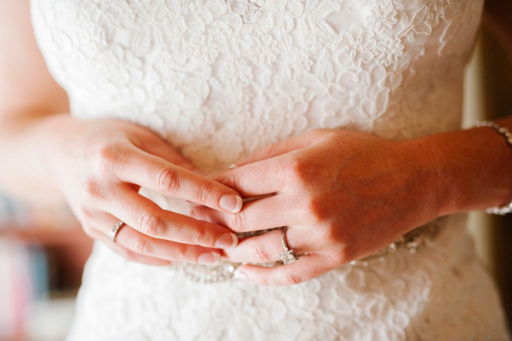 Detail of bride's hands at Cass Winery Wedding