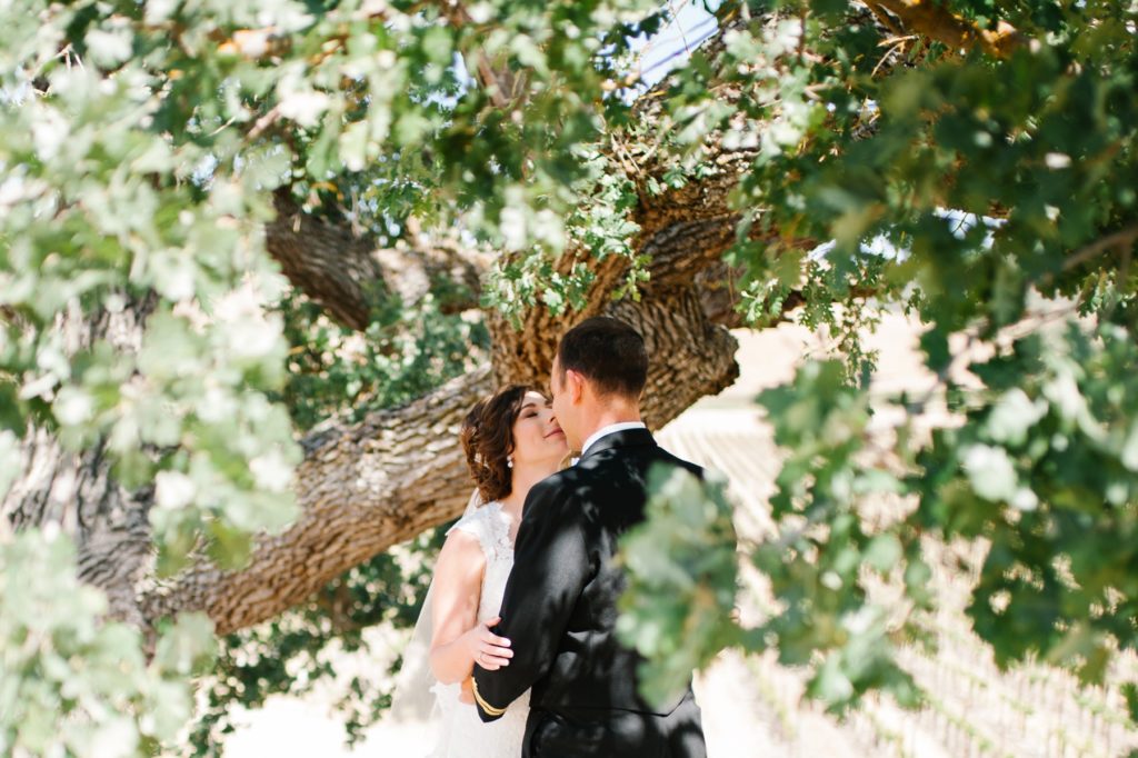 Cass Winery Wedding first look of Bride and Groom by San Luis Obispo Wedding Photographer Austyn Elizabeth Photography
