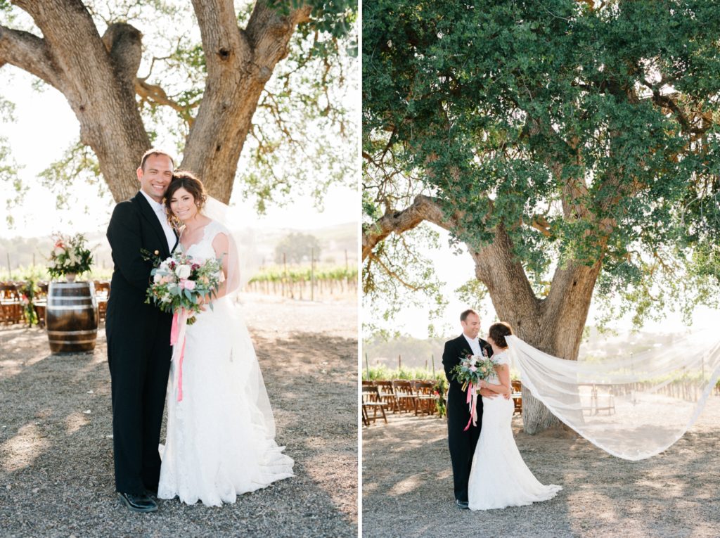 Bride and Groom under Ceremony Oak Tree at Cass Winery Vineyard Wedding in Paso Robles by San Luis Obispo Wedding Photographer Austyn Elizabeth.
