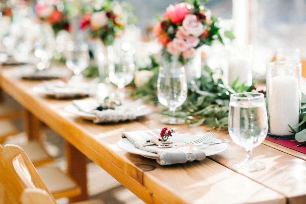Precious and Blooming table scape for Cass Winery Wedding by San Luis Obispo Wedding Photographers Austyn Elizabeth Photography 