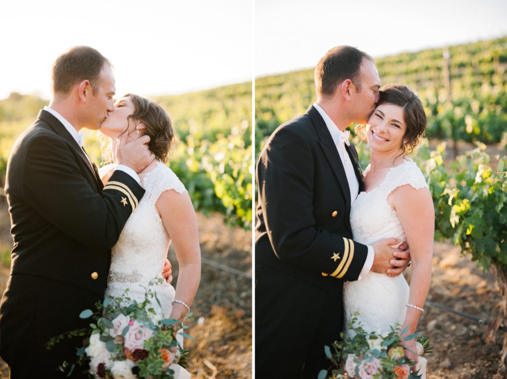 Bride and groom at sunset in vineyard at Cass Winery Wedding by Austyn Elizabeth Photography