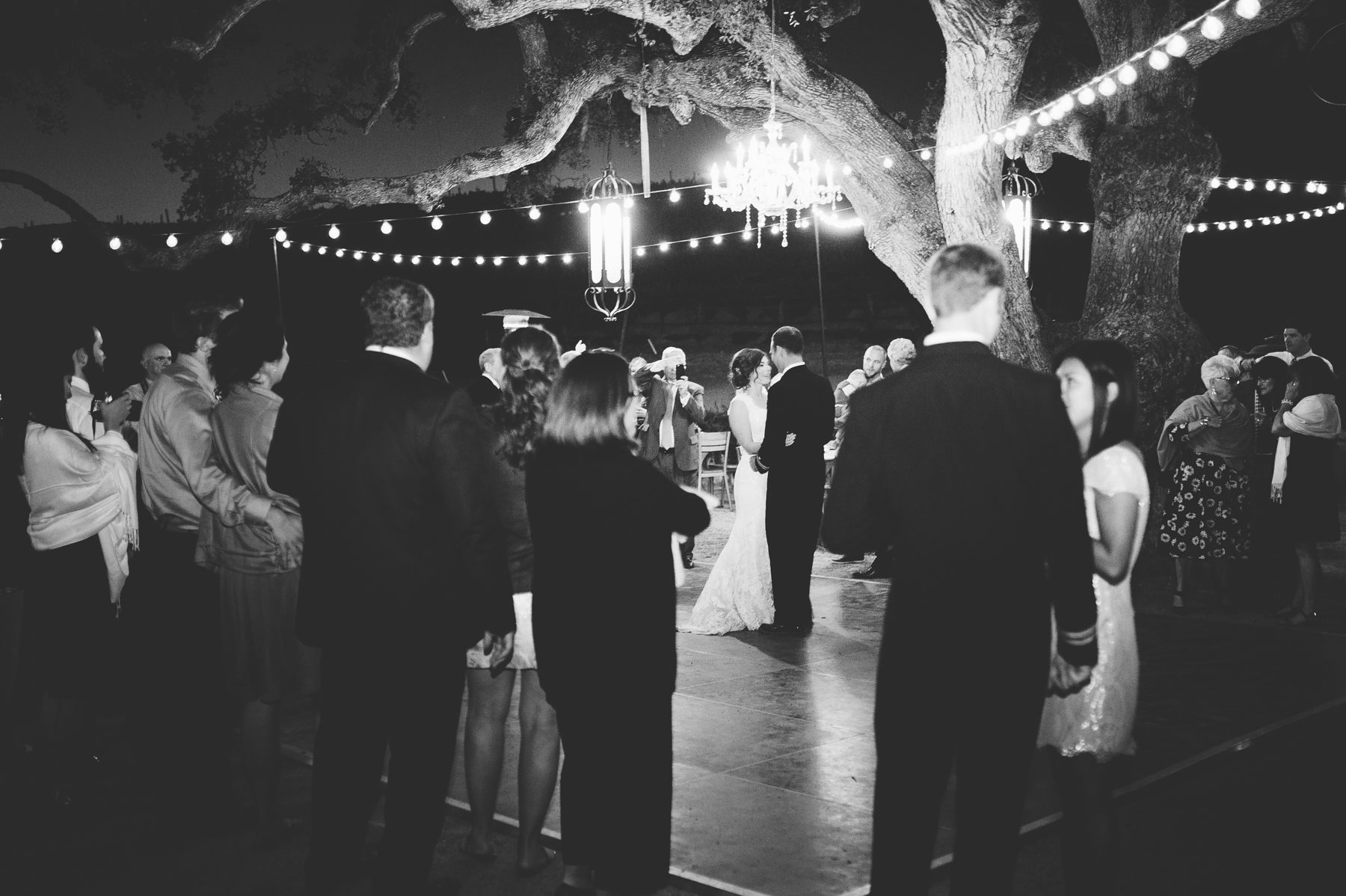Chandelier at Cass Winery over Dance floor with Pismo Beach Wedding Photographer