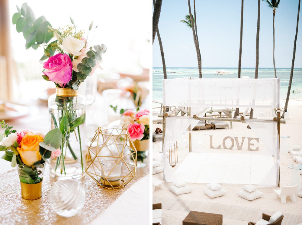 A romantic gold destination Caribbean wedding at Jellyfish Restaurant in Punta Cana, Dominican Republic by Colorado wedding photographer Candice Benjamin Photography, assisted by San Luis Obispo wedding photographer Austyn Elizabeth Photography.