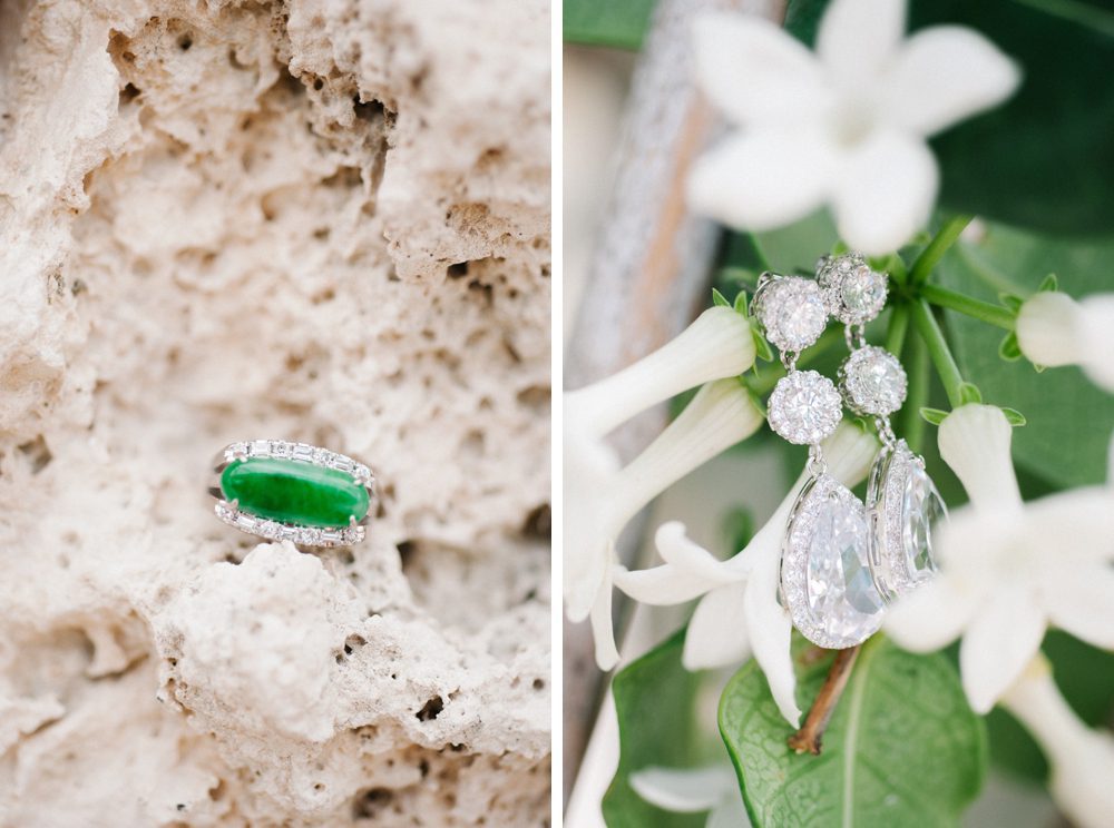 Jade ring at a romantic destination Caribbean wedding at Jellyfish Restaurant in Punta Cana, Dominican Republic by Colorado wedding photographer Candice Benjamin Photography, assisted by San Luis Obispo wedding photographer Austyn Elizabeth Photography.
