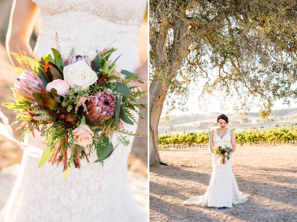 Katie Noonan's Design flowers bridal bouquets at Cass Winery wedding photographed by san luis obispo wedding photographers Austyn Elizabeth Photography