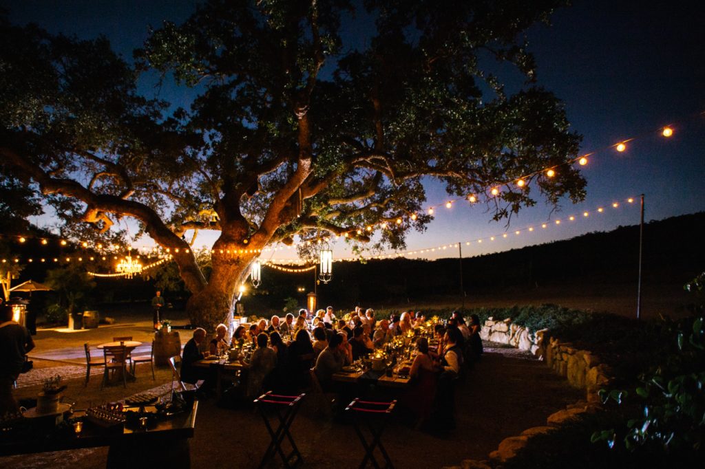Dinner at sunset at Cass Winery photographed by San Luis Obispo wedding photographers Austyn Elizabeth Photography