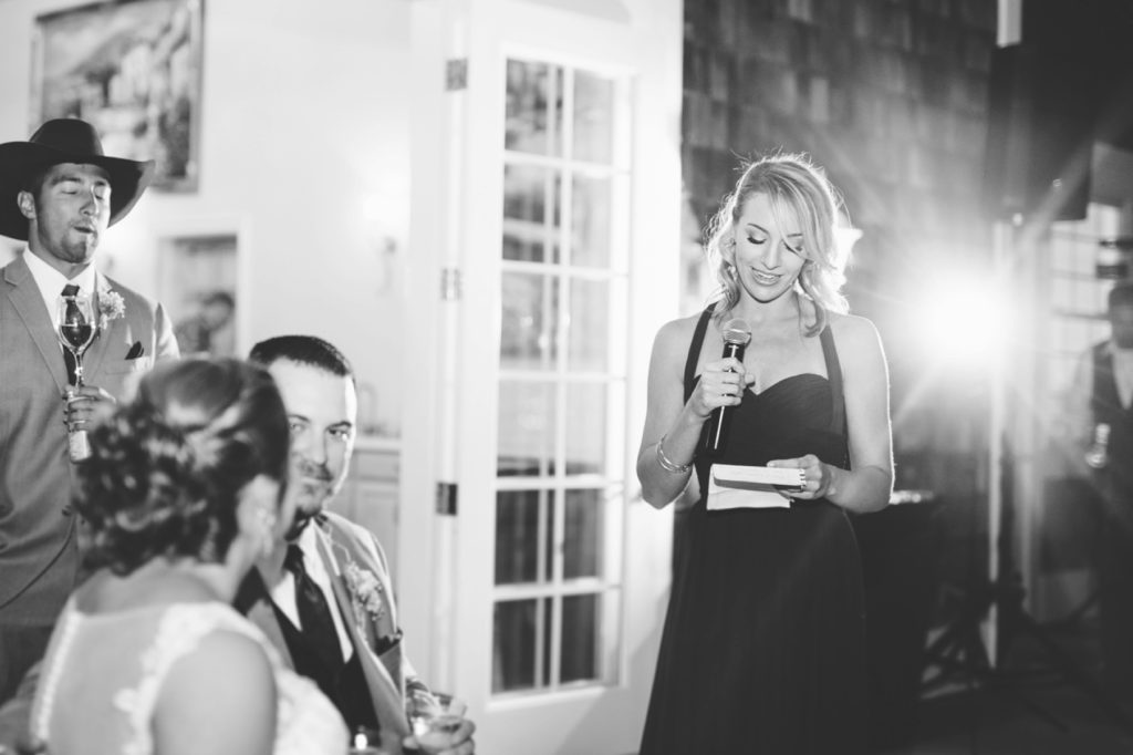 Maid of honor toast at Spanish Oaks Wedding by San Luis Obispo Wedding Photographers Austyn Elizabeth Photography