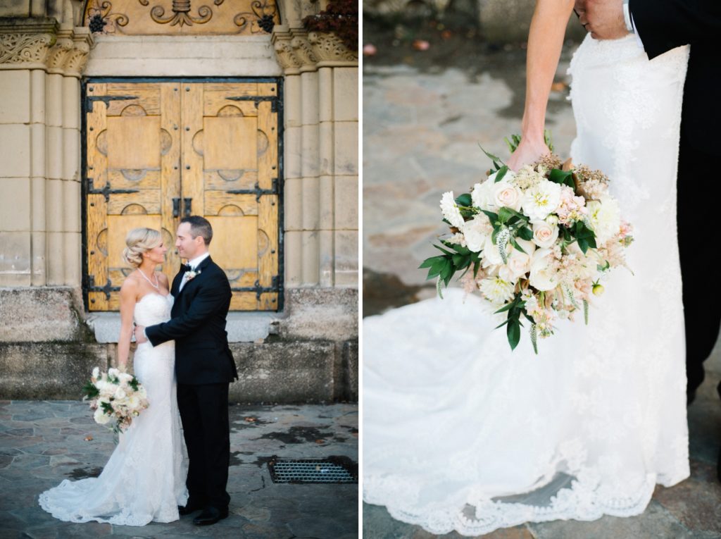 Bride and Groom with Orange Blossom's Floral at Mountain Winery Wedding at Saratoga Wedding by San Luis Obispo Wedding Photographer Austyn Elizabeth Photography