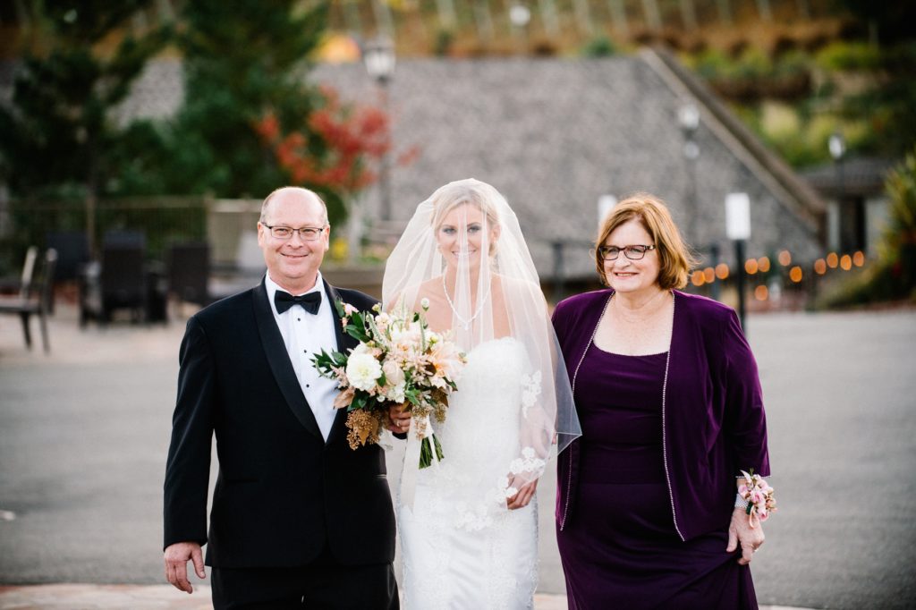 Bride walking with parents down isle at Mountain Winery Wedding in Saratoga Wedding by Austyn Elizabeth Photography