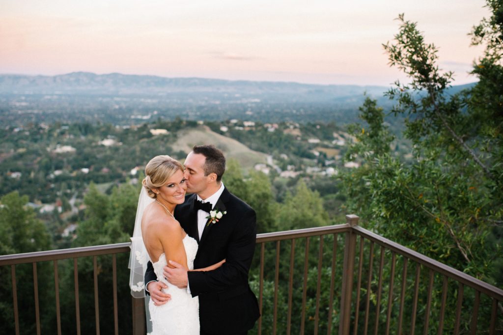 Bride and Groom during sunset on top of Mountain Winery Wedding by Austyn Elizabeth Photography