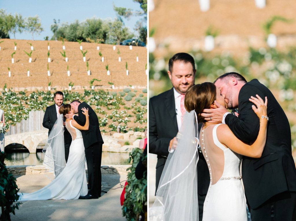 First kiss at Terra Mia Wedding Ceremony in Paso Robles by Austyn Elizabeth Photography