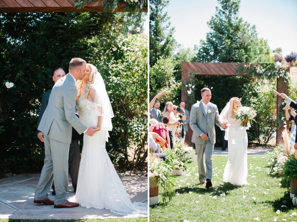 The first kiss as husband and wife at Grace Maralyn Estates and Garden Wedding by Austyn Elizabeth Photography