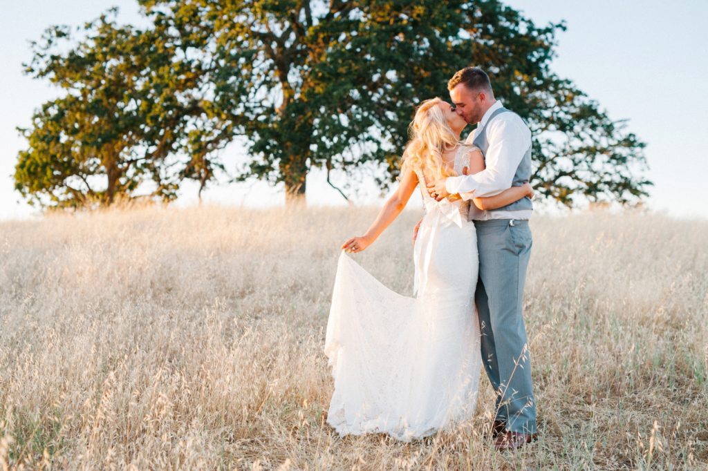 Bride and Groom at Sunset at Grace Maralyn Estates and Garden Wedding by Austyn Elizabeth Photography