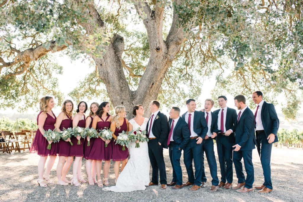 Wedding party at cass winery wedding by paso robles wedding photographer Austyn Elizabeth Photography