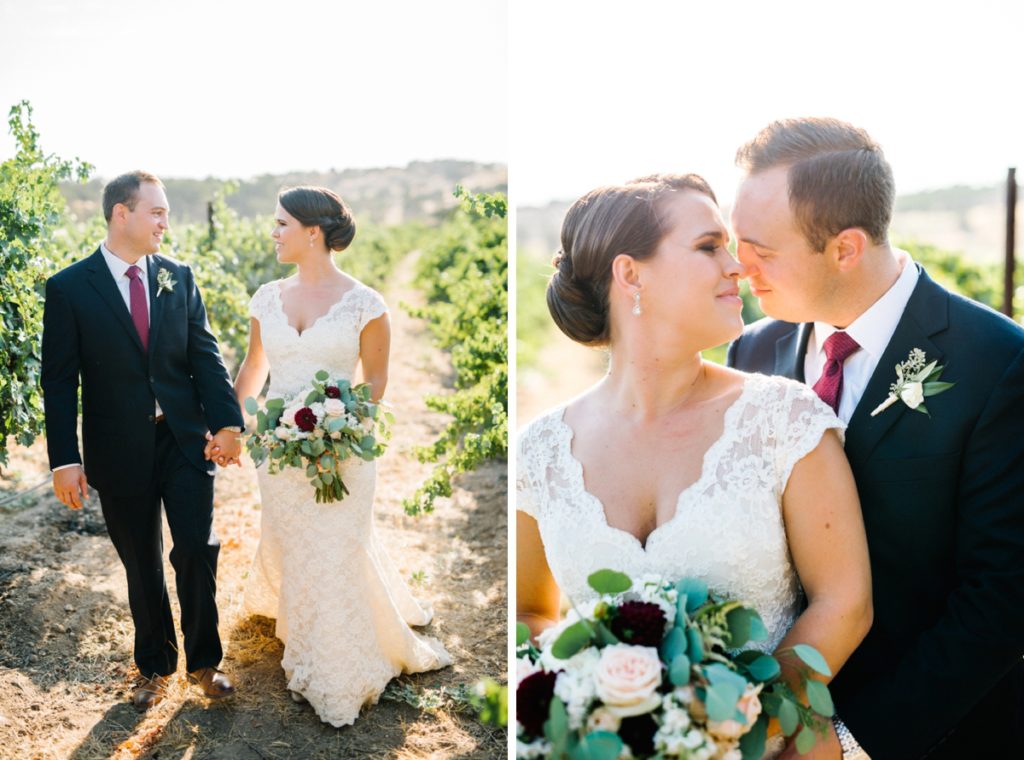 bride and groom at cass winery wedding by paso robles wedding photographer Austyn Elizabeth Photography