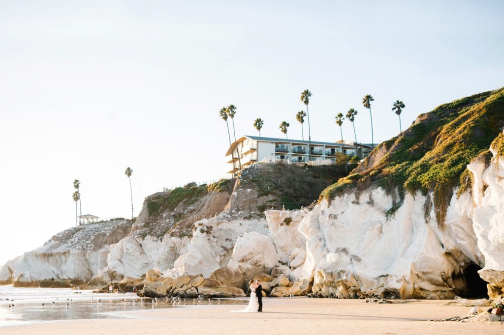 Bride and Groom by cliffs resort for Pismo Beach Wedding by Austyn Elizabeth Photography