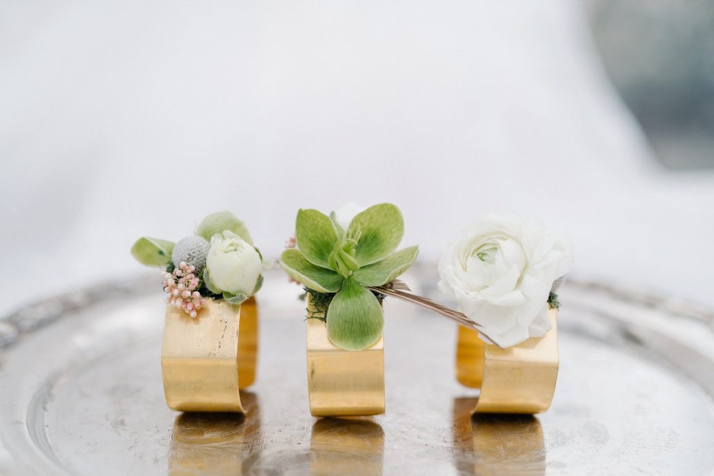 Gold band Corsage by Ash and Oak Gilroy Wedding Photographer