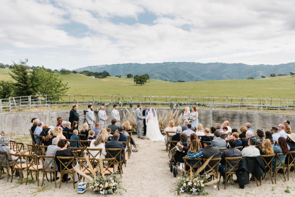Horse Round Pen Wedding Ceremony site desiged by Cera Singley Events photographed by San Luis Obispo Wedding Photographers Austyn Elizabeth Photography