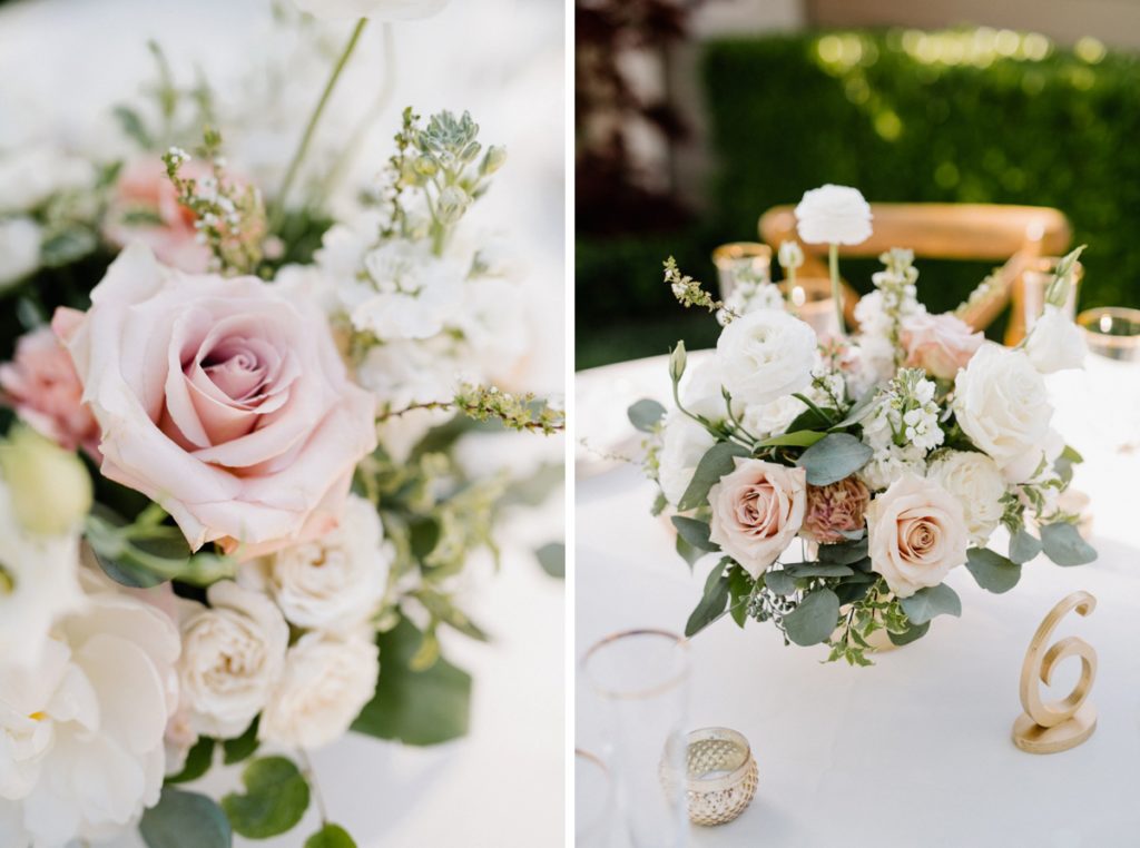 Blossoms by Lisa blush and mauve flowers at at Almond Grove Wedding by Paso Robles Wedding Photographer Austyn Elizabeth Ford