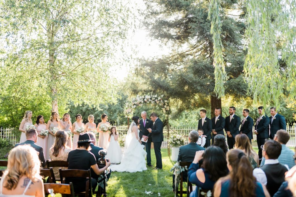 Wedding Ceremony at at Almond Grove Wedding by Paso Robles Wedding Photographer Austyn Elizabeth Ford
