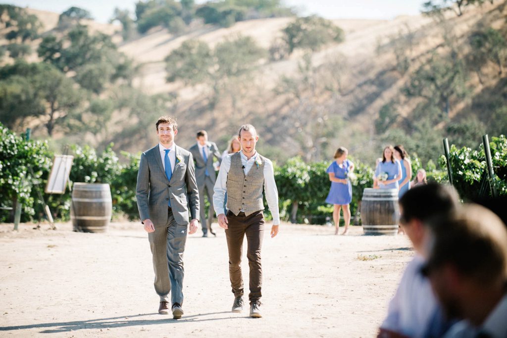 Groom walking down the isle at Cass Winery Wedding