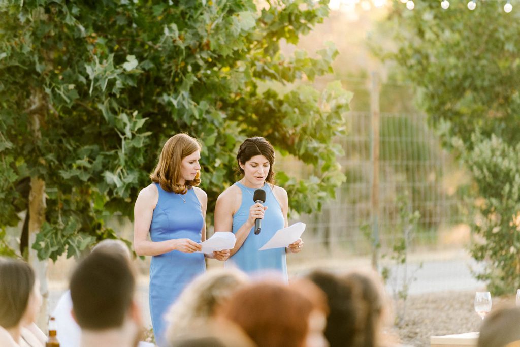 Sisters staying toasts at Cass Winery Wedding