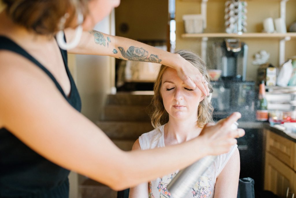Hair and Makeup at this Morro Rock wedding captured by Paso Robles Wedding Photographers Austyn Elizabeth Photography