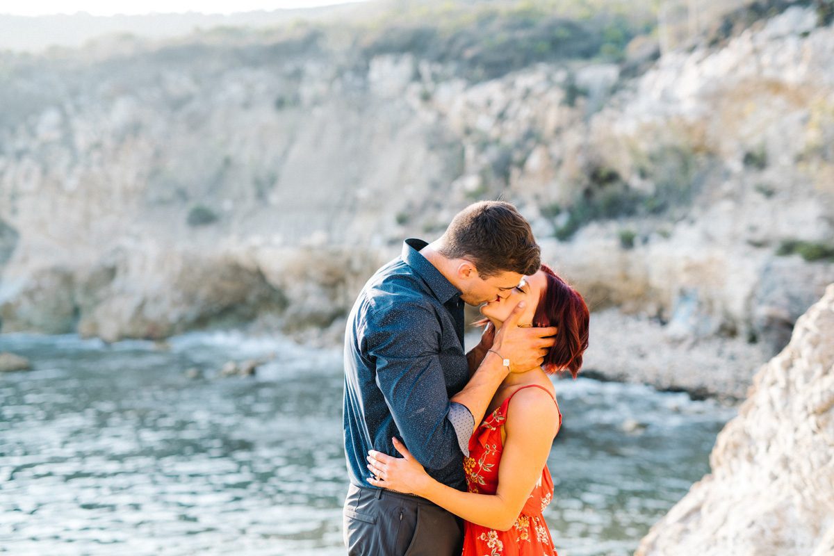 Couple kissing at Pirates Cove by Arroyo Grande Wedding Photographer Austyn Elizabeth Photography