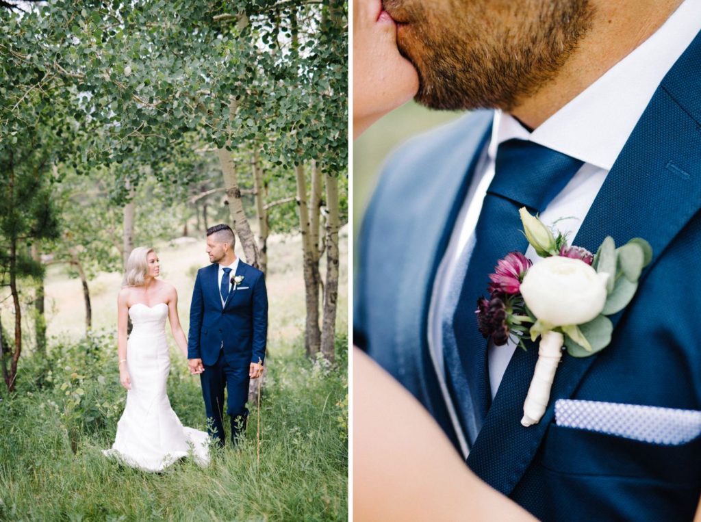Stunning blue, purple and champagne wedding colors at Rocky Mountain Wedding by Estes Park Destination Wedding Photographer Austyn Elizabeth Photography