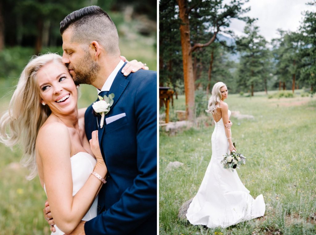 Blond Bride laughing at Rocky Mountain Wedding by Estes Park Destination Wedding Photographer Austyn Elizabeth Photography