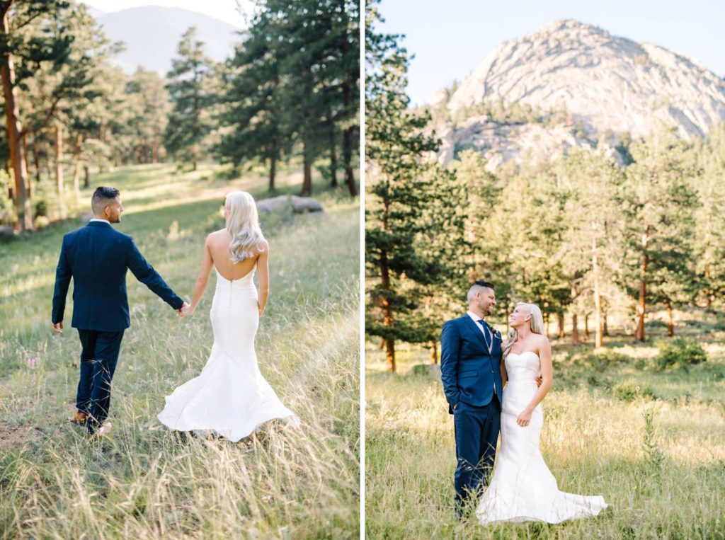 Standing in front of a mountain at Rocky Mountain Wedding by Estes Park Destination Wedding Photographer Austyn Elizabeth Photography