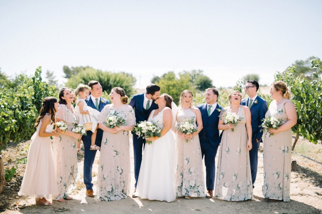 Wedding party in vines at Cass Winery Barrel House Wedding by SLO Wedding Photographer Austyn Elizabeth Photography