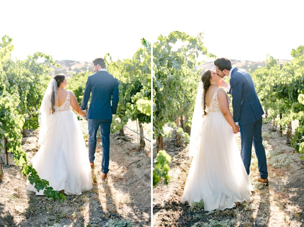 Bride and groom in vines at Cass Winery Barrel House Wedding by AG Wedding Photographer Austyn Elizabeth Photography
