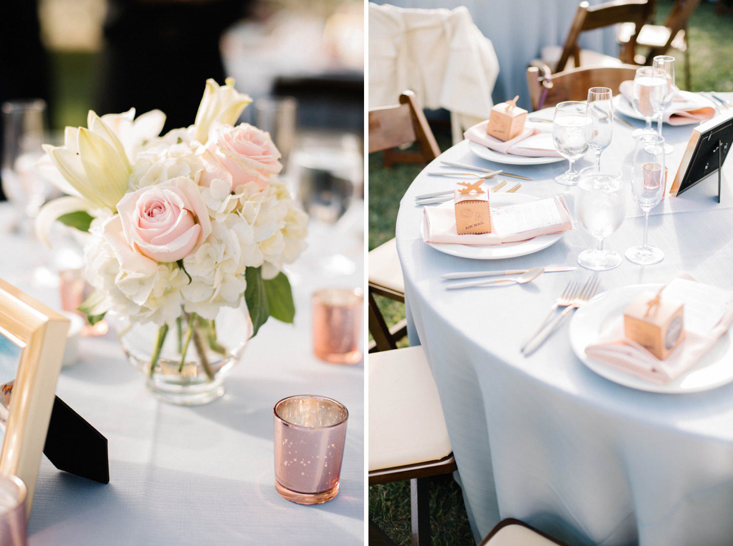 Reception flowers and place settings at Noland Castle Wedding by Pismo Wedding Photographer Austyn Elizabeth Photography.