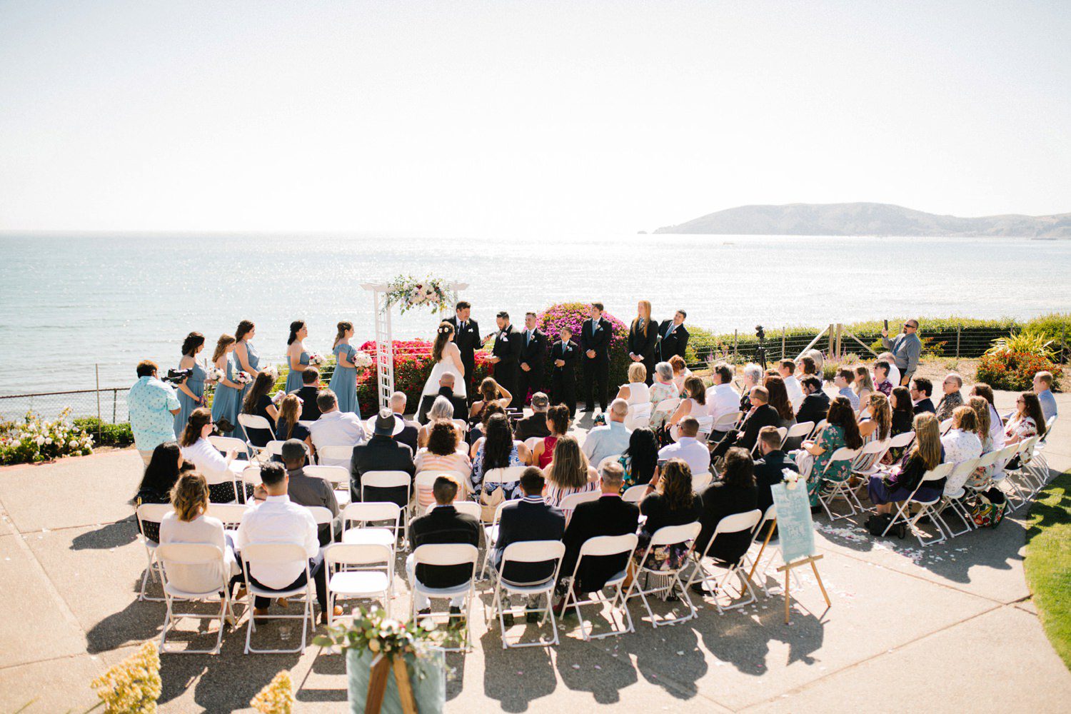 Ceremony overlooking ocean on San Luis Obispo coast at Cliffs Hotel Wedding by Pismo Beach Wedding Photographer Austyn Elizabeth Photography