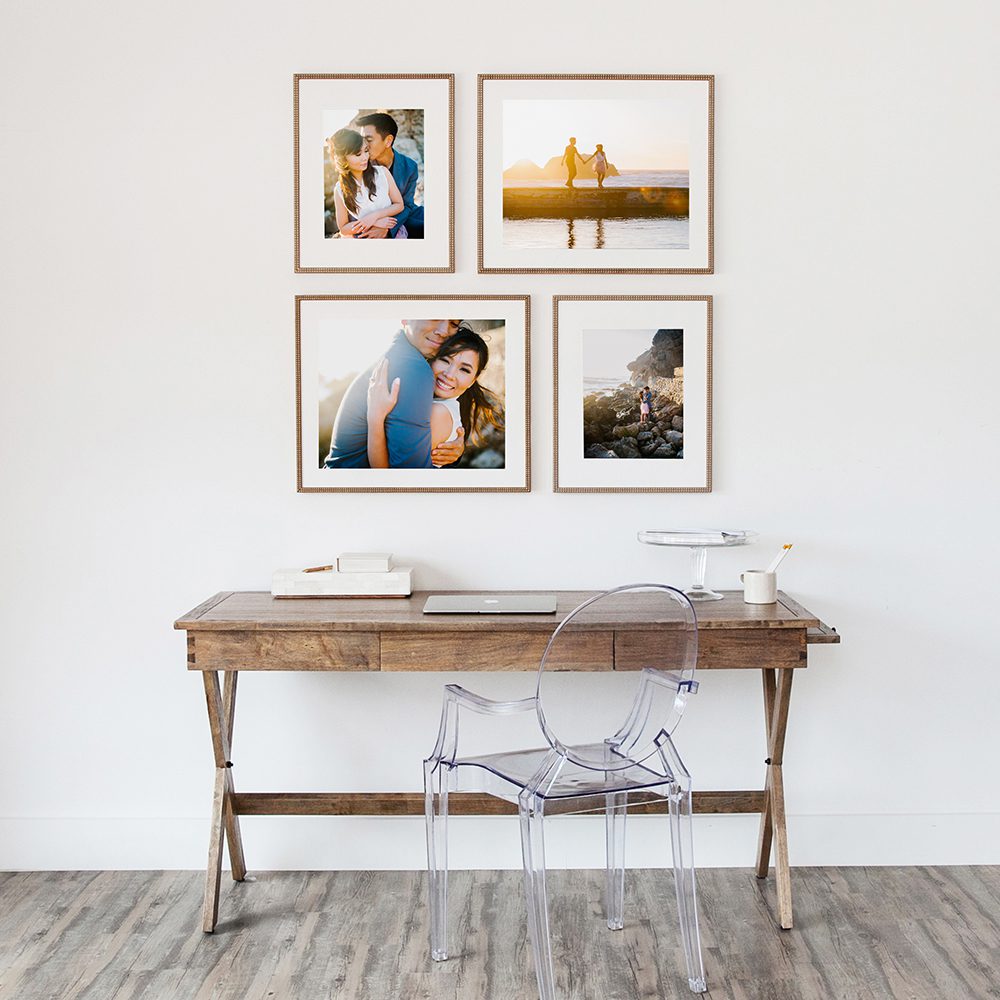 San Luis Obispo Engagement Photographer frame prints on white wall by austyn elizabeth photography