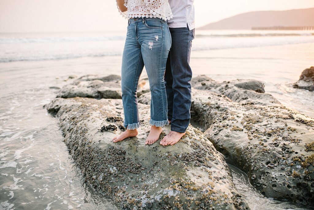 Water and toes at Avila Beach engagement session by Pismo Beach engagement photographer Austyn Elizabeth Photography