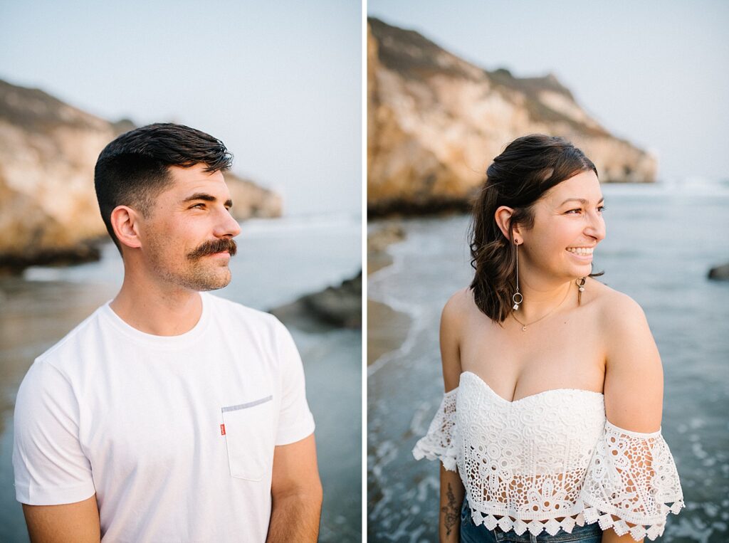 Portraits of the bride and groom at Avila Beach engagement session by Avila Beach engagement photographer Austyn Elizabeth Photography