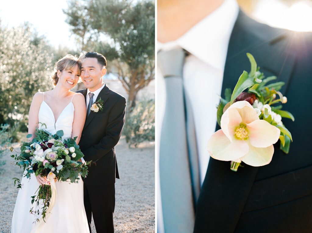 magnolia boutonniere by bella bloom events at Biddle Ranch Vineyard Wedding by Paso Robles Wedding Photographer Austyn Elizabeth Photography