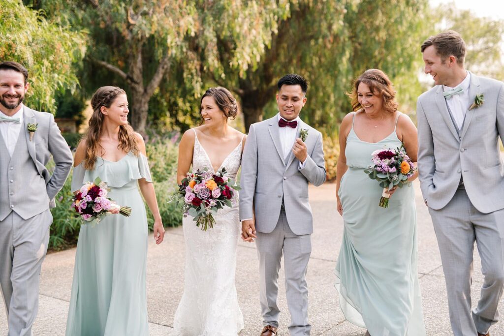 light gray and light teal wedding party at The Casitas Estate Wedding by Arroyo Grande Wedding Photographer Austyn Elizabeth Photography