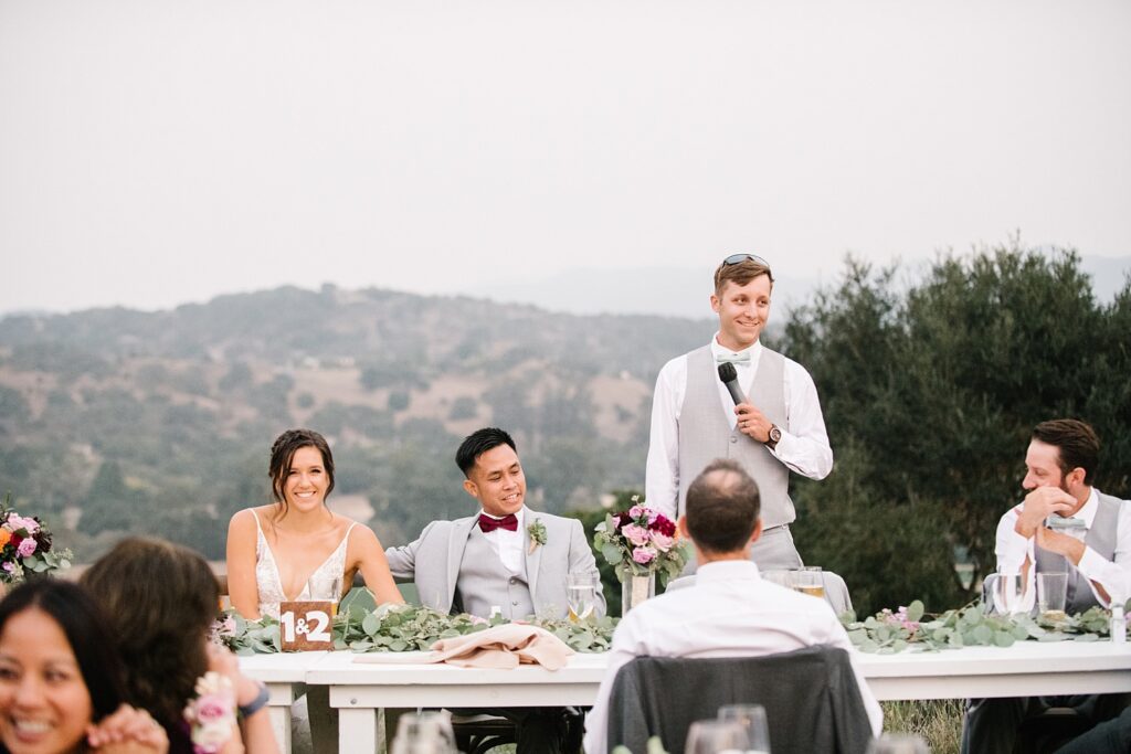 Best man gives toast at The Casitas Estate Wedding by Arroyo Grande Wedding Photographer Austyn Elizabeth Photography