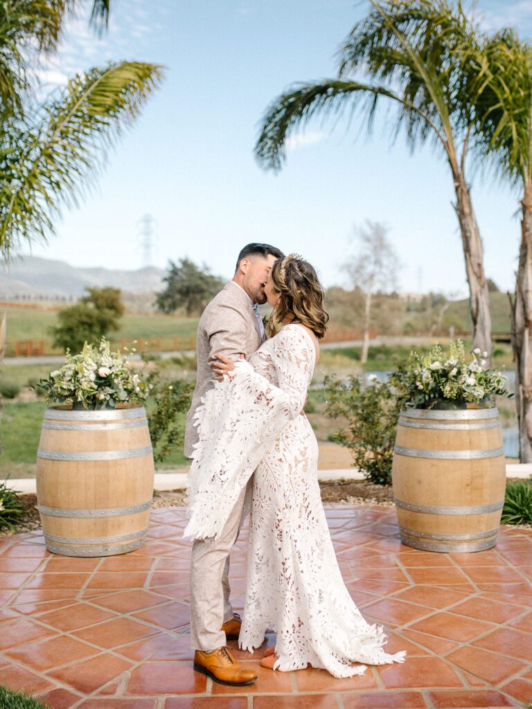 the first kiss at La Lomita Ranch Wedding by Pismo Beach Wedding Photographer Austyn Elizabeth Photography