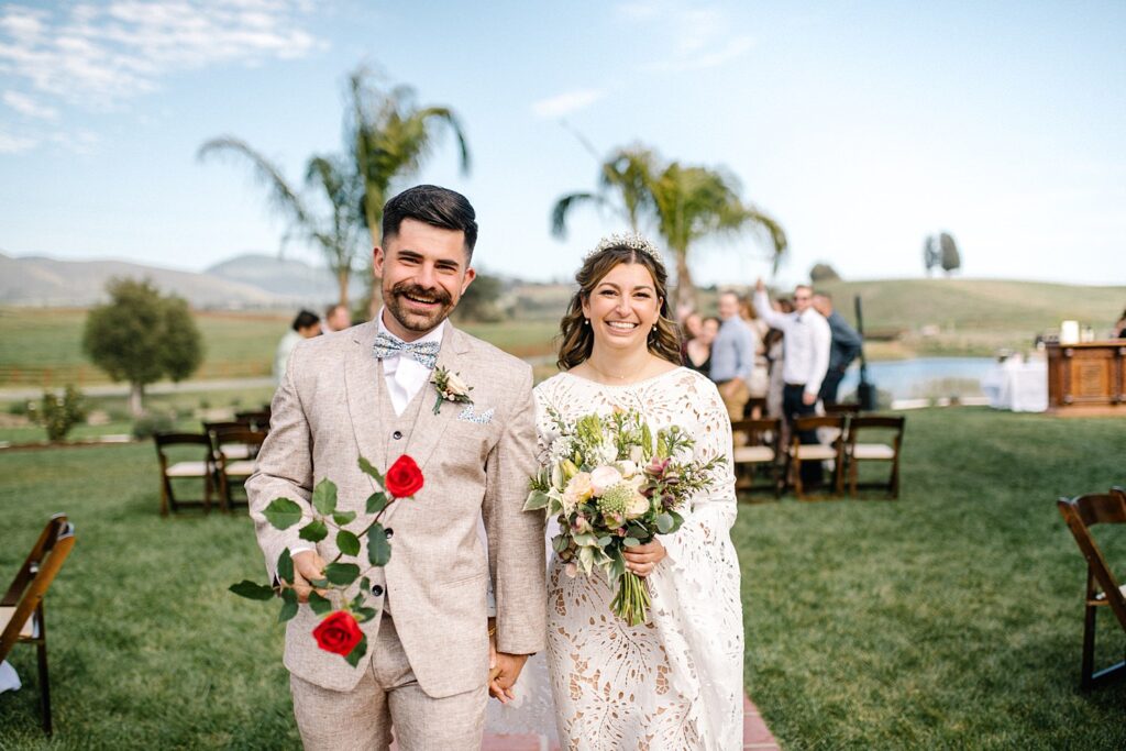 bride and groom walking down the aisle after being married at La Lomita Ranch Wedding by San Luis Obispo Wedding Photographer Austyn Elizabeth Photography