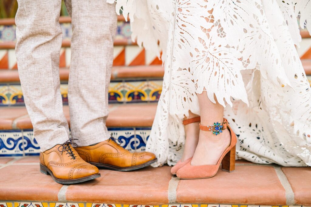 pink suede shoes at La Lomita Ranch Wedding by SLO Wedding Photographer Austyn Elizabeth Photography