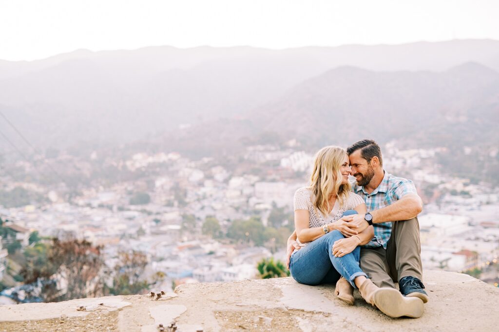 Engagement session on top of hill overlooking Avalon by Catalina Engagement Photographer Austyn Elizabeth Photography