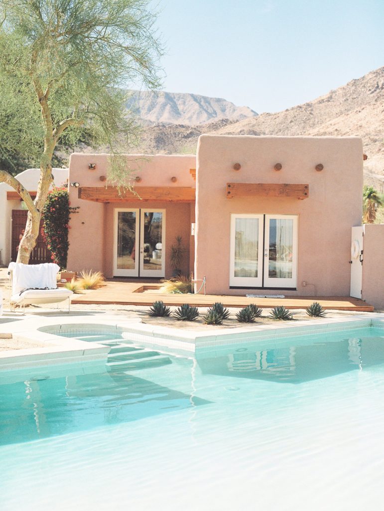Pool and south western vibes at Villa Leche Palm Desert Airbnb by San Luis Obispo Wedding Photographer Austyn Elizabeth Photography