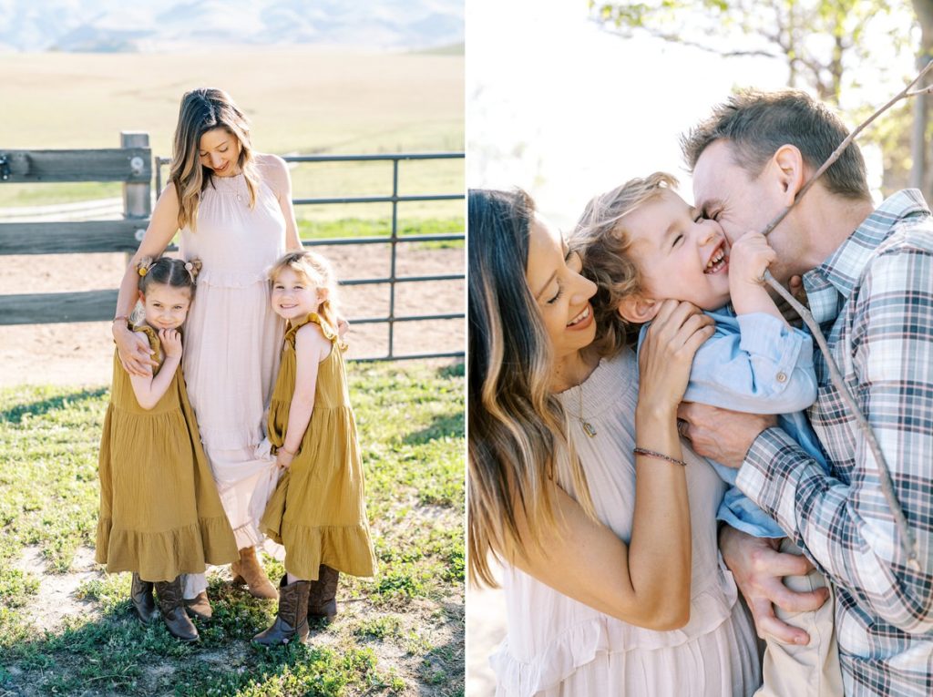 Mom standing with girls and laughing at MarFarm by San Luis Obispo Family Photographer Austyn Elizabeth Photography