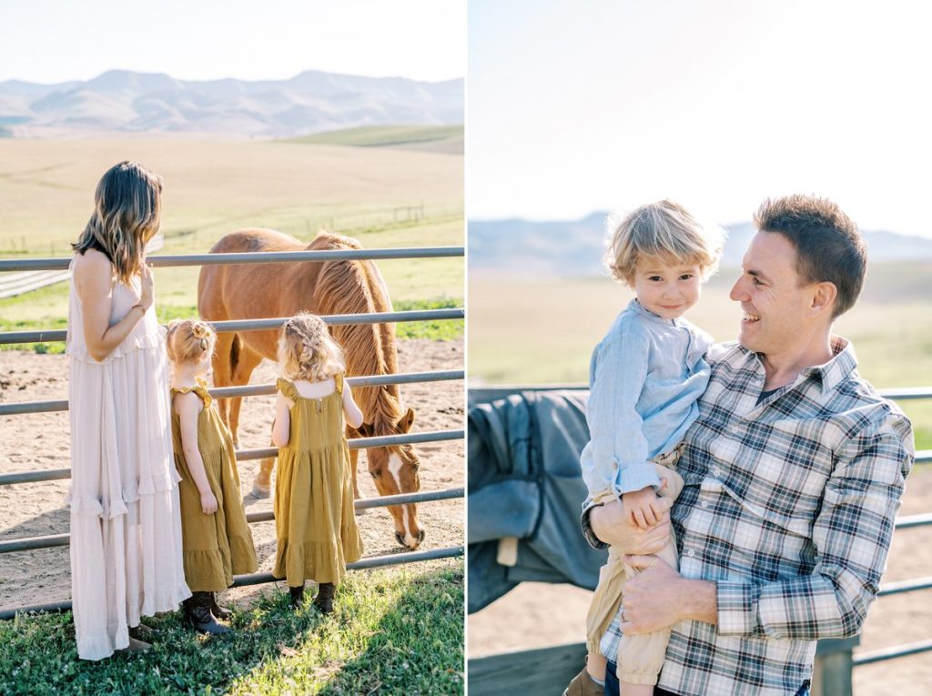 Family visiting with horses at MarFarm by San Luis Obispo Family Photographer Austyn Elizabeth Photography