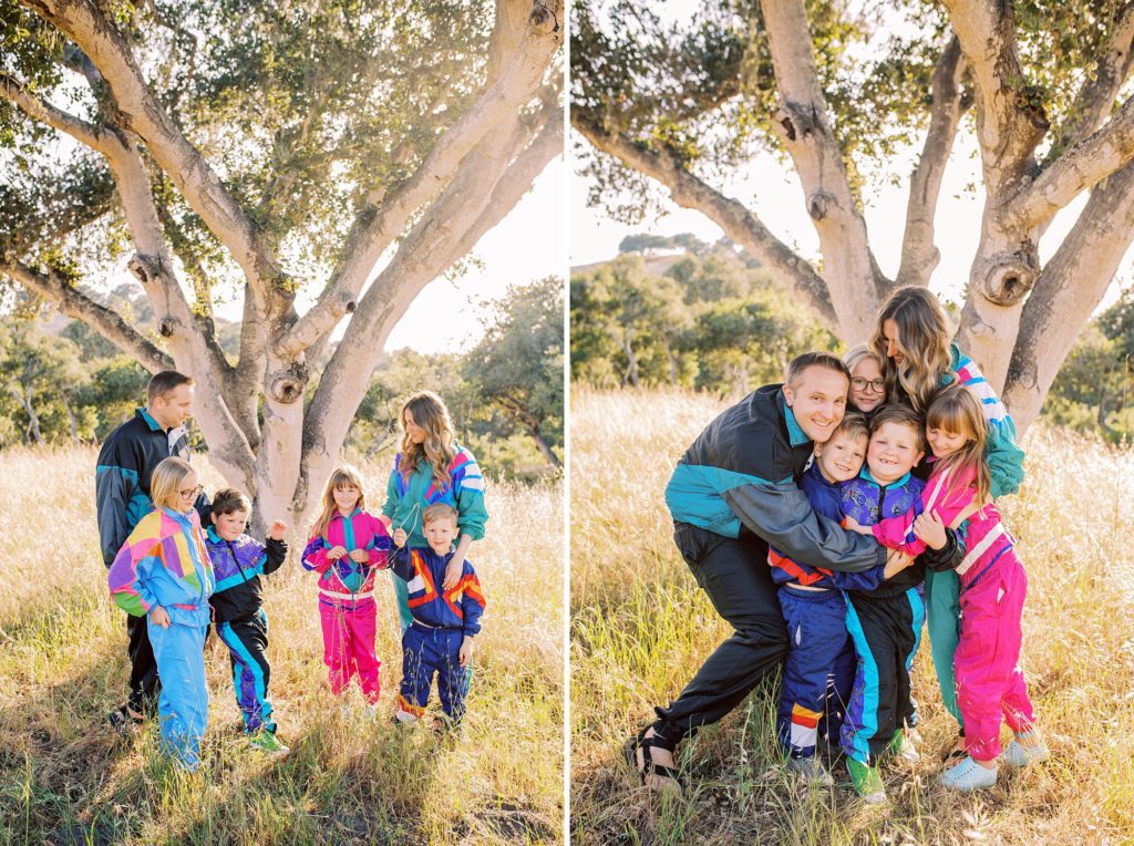 Retro windbreaker family outfit for San Luis Obispo Documentary Family Session with Austyn Elizabeth Photography