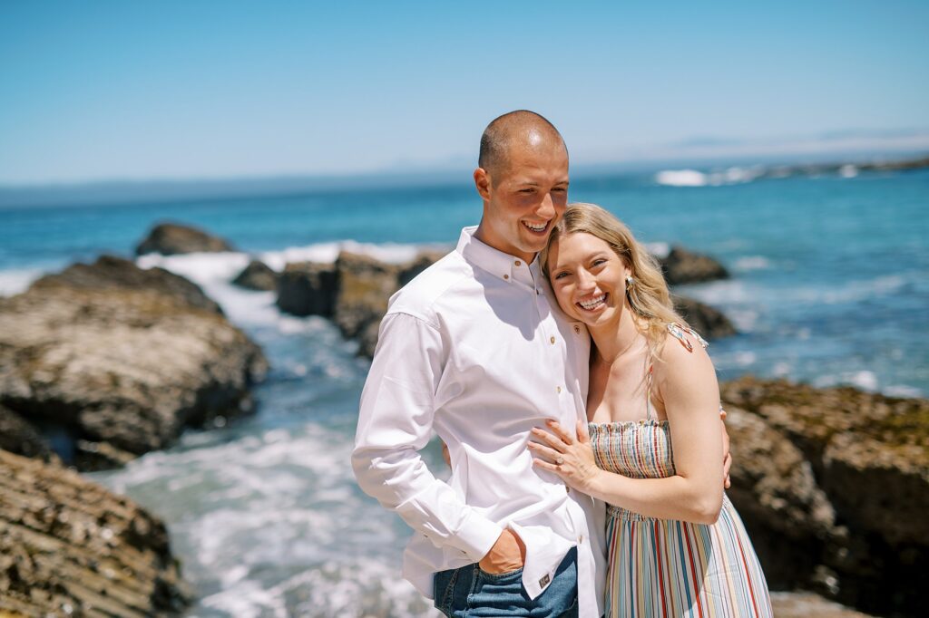 nonstop giggling at surprise proposal at Montana De Oro's Spooners Cove by Pismo beach engagement photographer austyn elizabeth photography